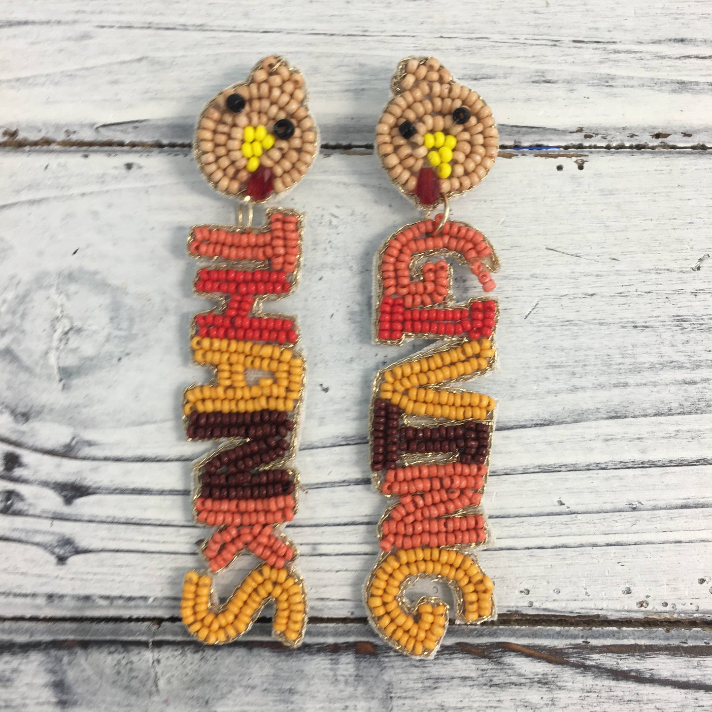 Beaded Turkey “Thanks Giving” earrings