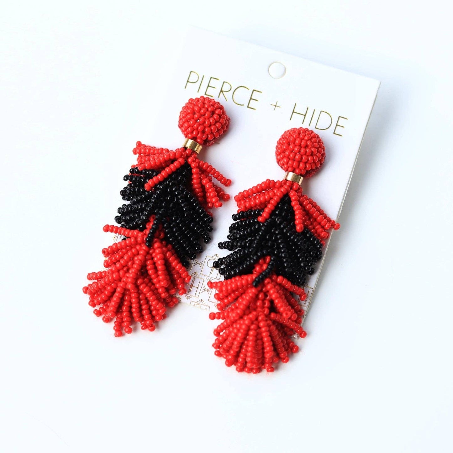 Custom Red/Black Tiered Tassel Earrings| GAME DAY EARRINGS