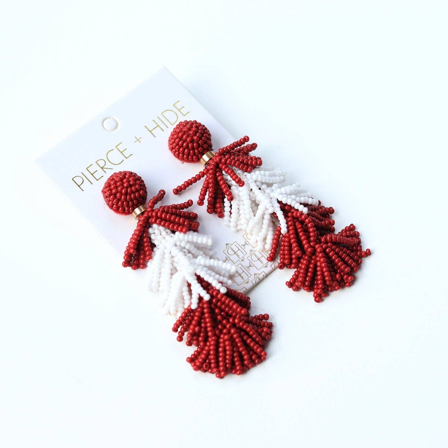 Custom Maroon/White Tiered Tassel Earrings| GAME DAY EARRINGS