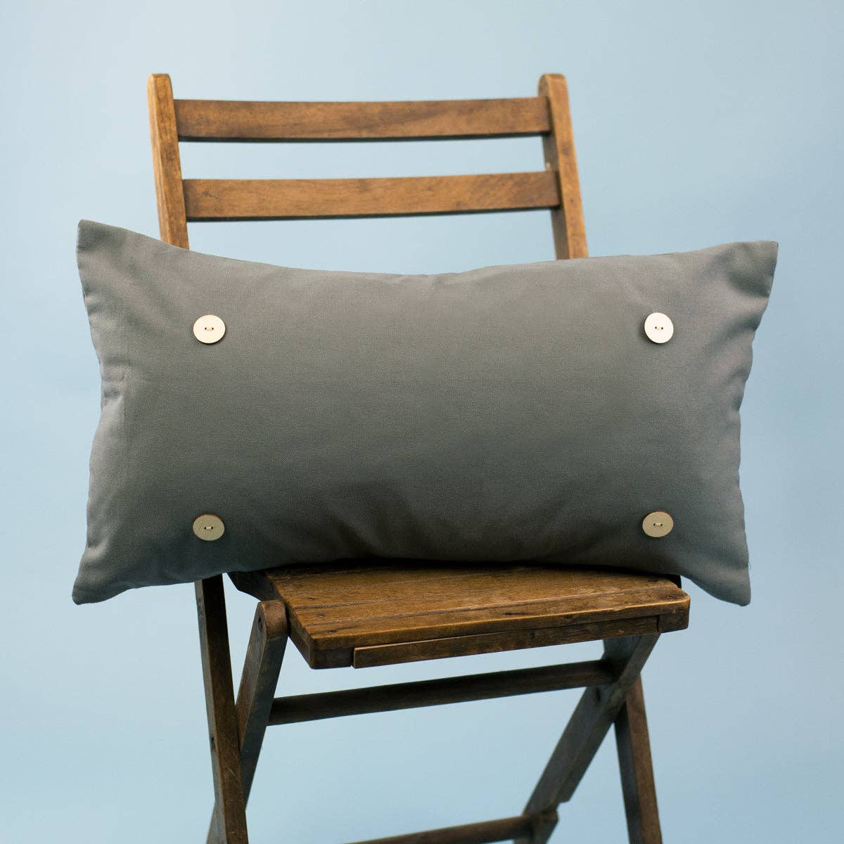 Medium Gray Lumbar Button Pillow