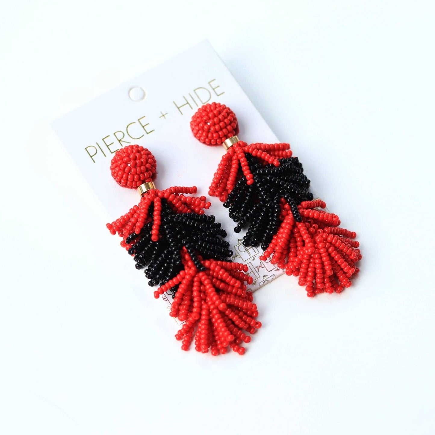 Custom Red/Black Tiered Tassel Earrings| GAME DAY EARRINGS