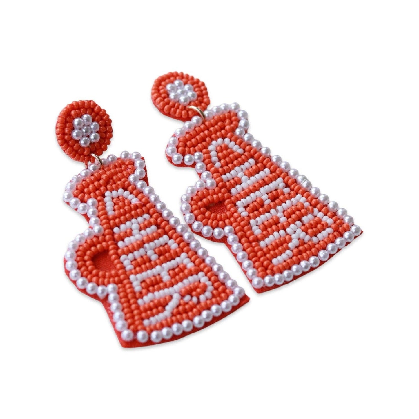 Custom Beaded Navy Megaphone Earrings| GAME DAY EARRINGS| Back to School