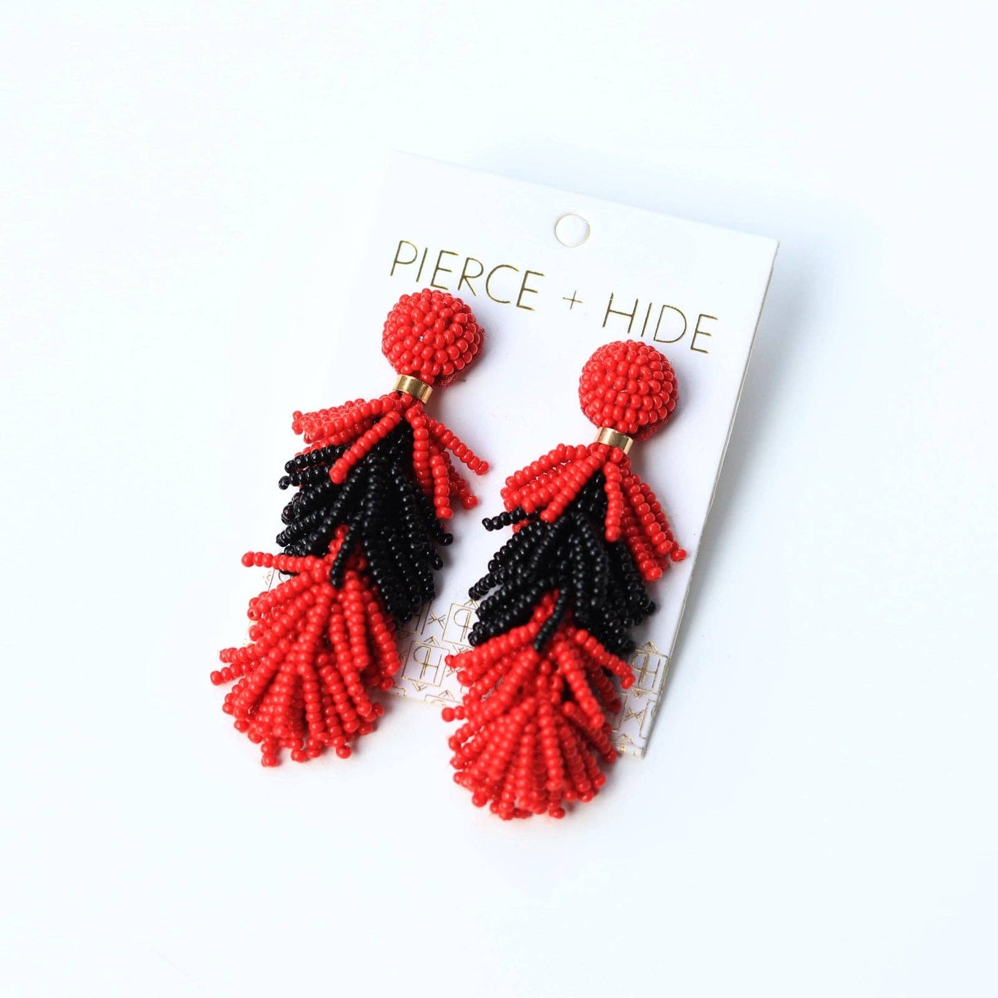 Custom Red/Black Tiered Tassel Earrings| GAME DAY EARRINGS