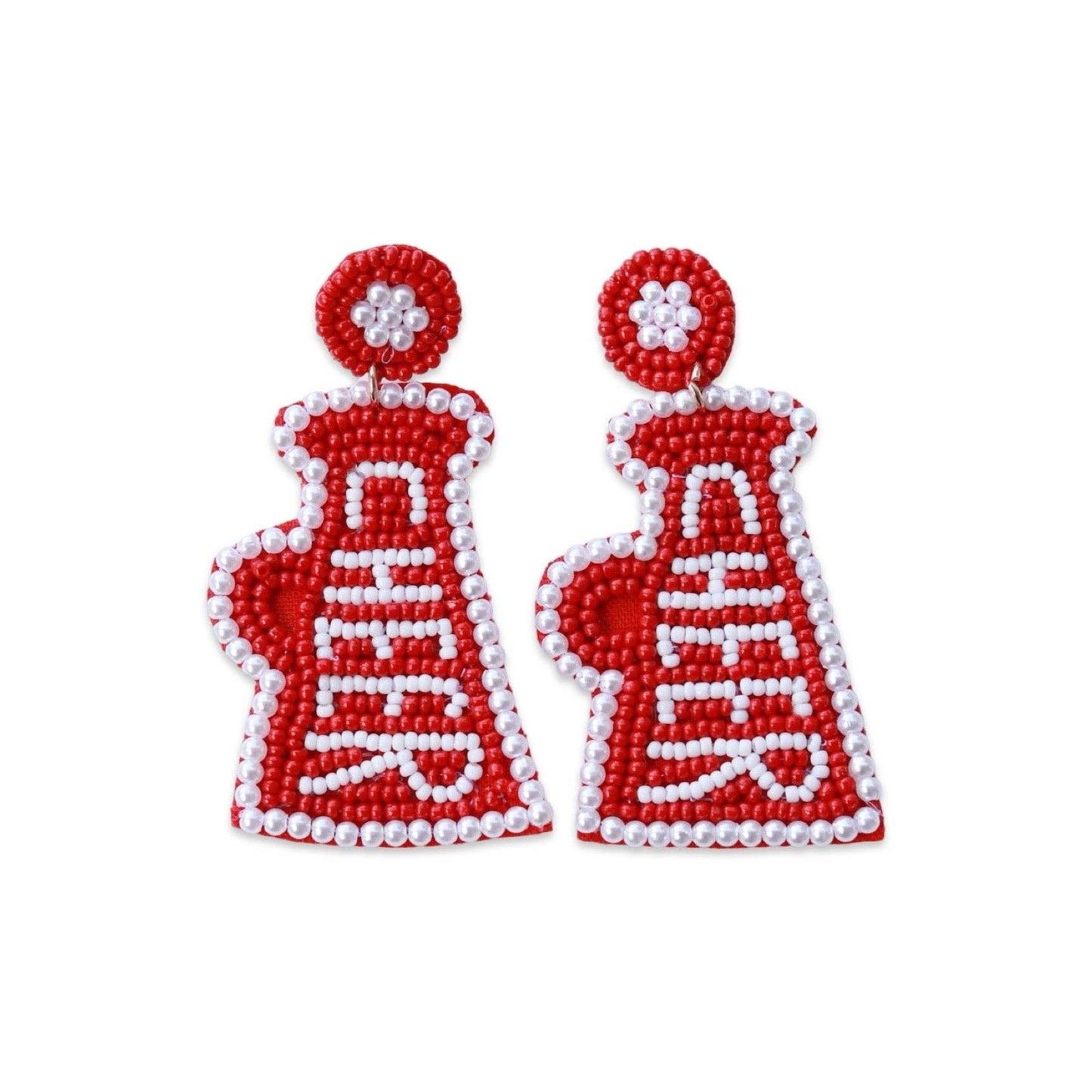 Custom Orange Beaded Megaphone Earrings| GAME DAY EARRINGS