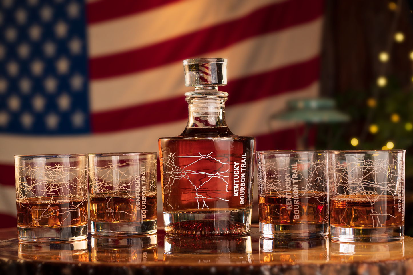 Kentucky Bourbon Trail Map - Whiskey Glass - 12 oz capacity