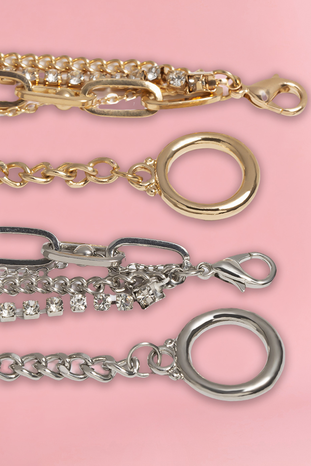 LDC Multi Layered Rhinestone Chain Bracelet Set