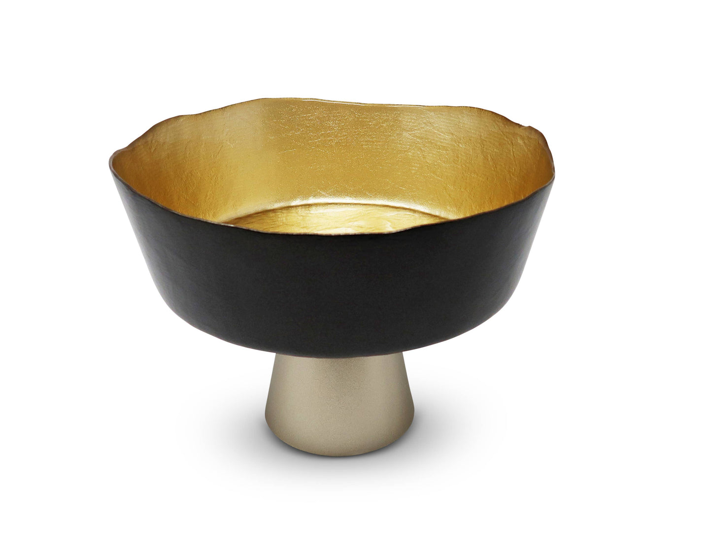 Organic Shaped Footed Bowl with Gold