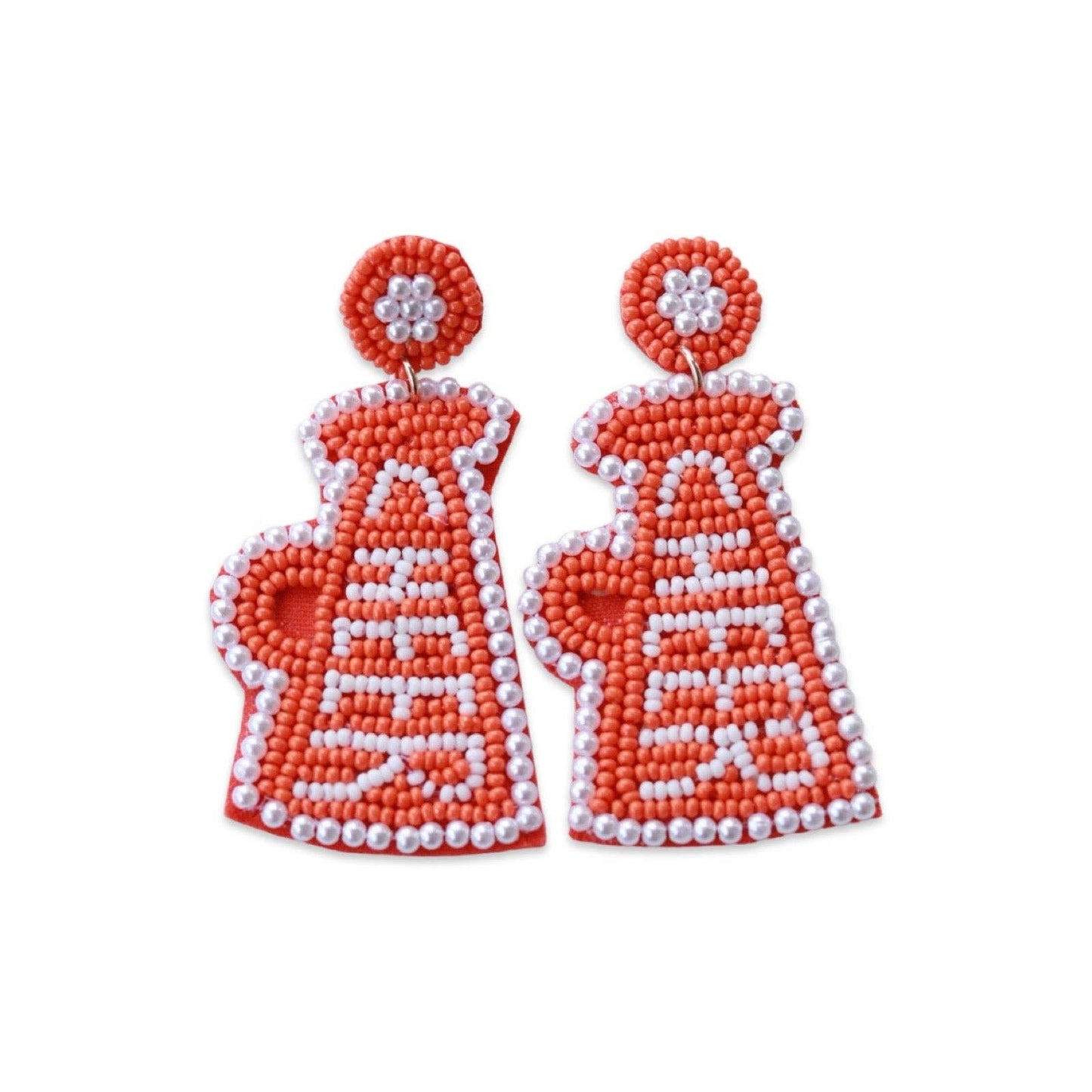Custom Orange Beaded Megaphone Earrings| GAME DAY EARRINGS