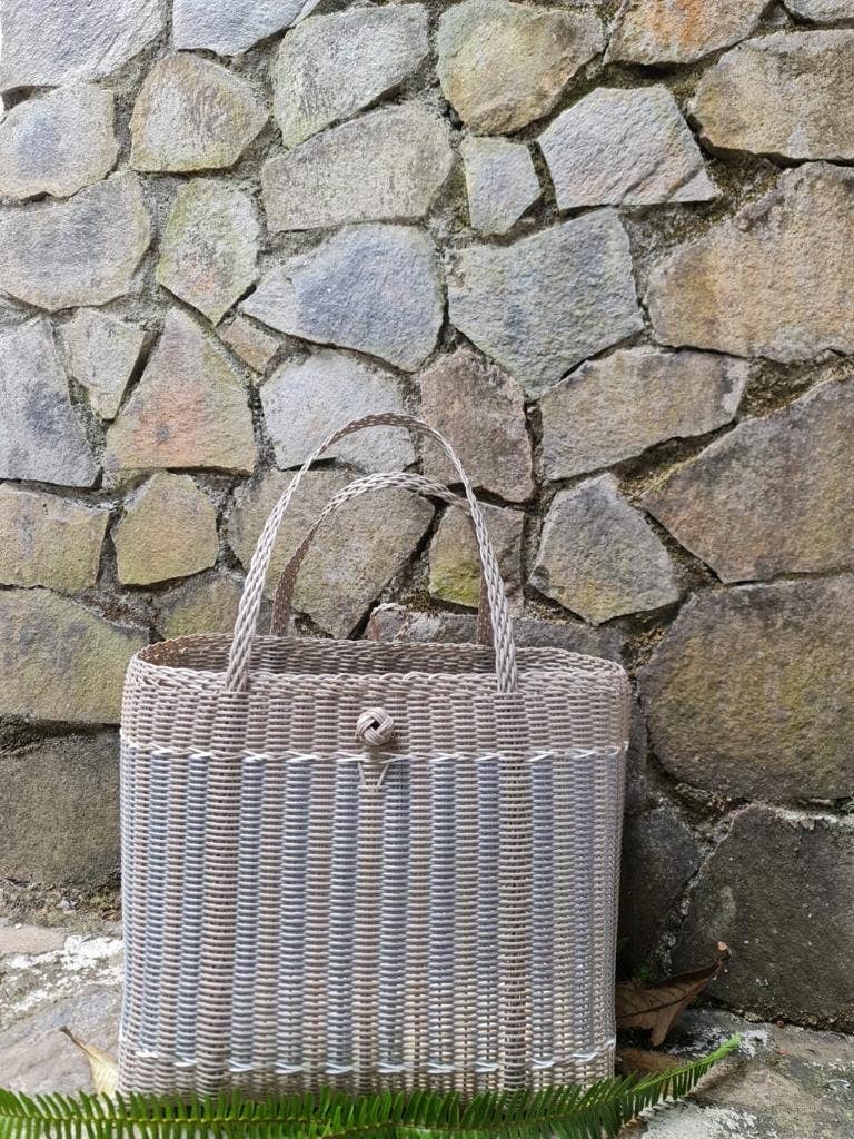 Small, Guadalupe - Putty + Silver Tote