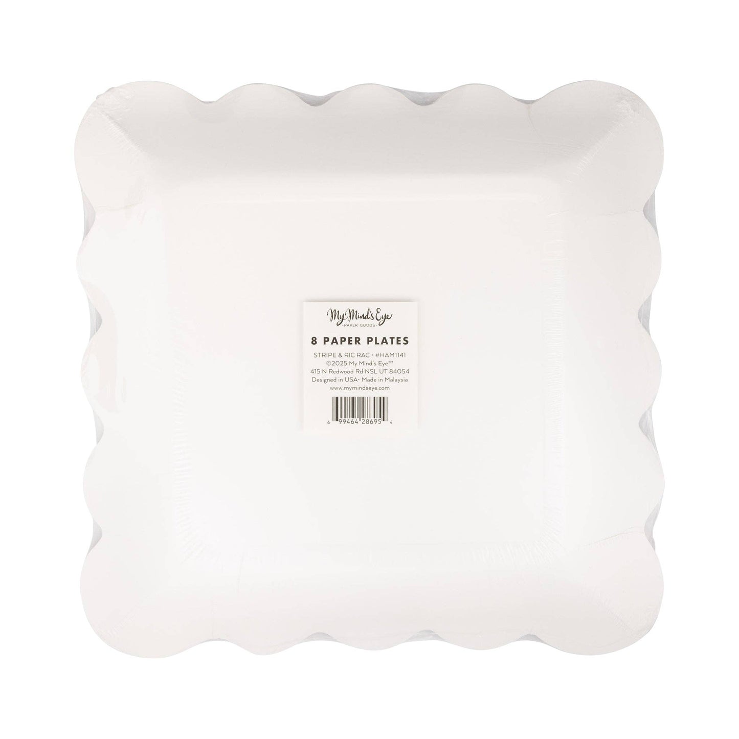 HAM1141 - Hamptons Stripes 9" Ric Rac Trim Paper Plate