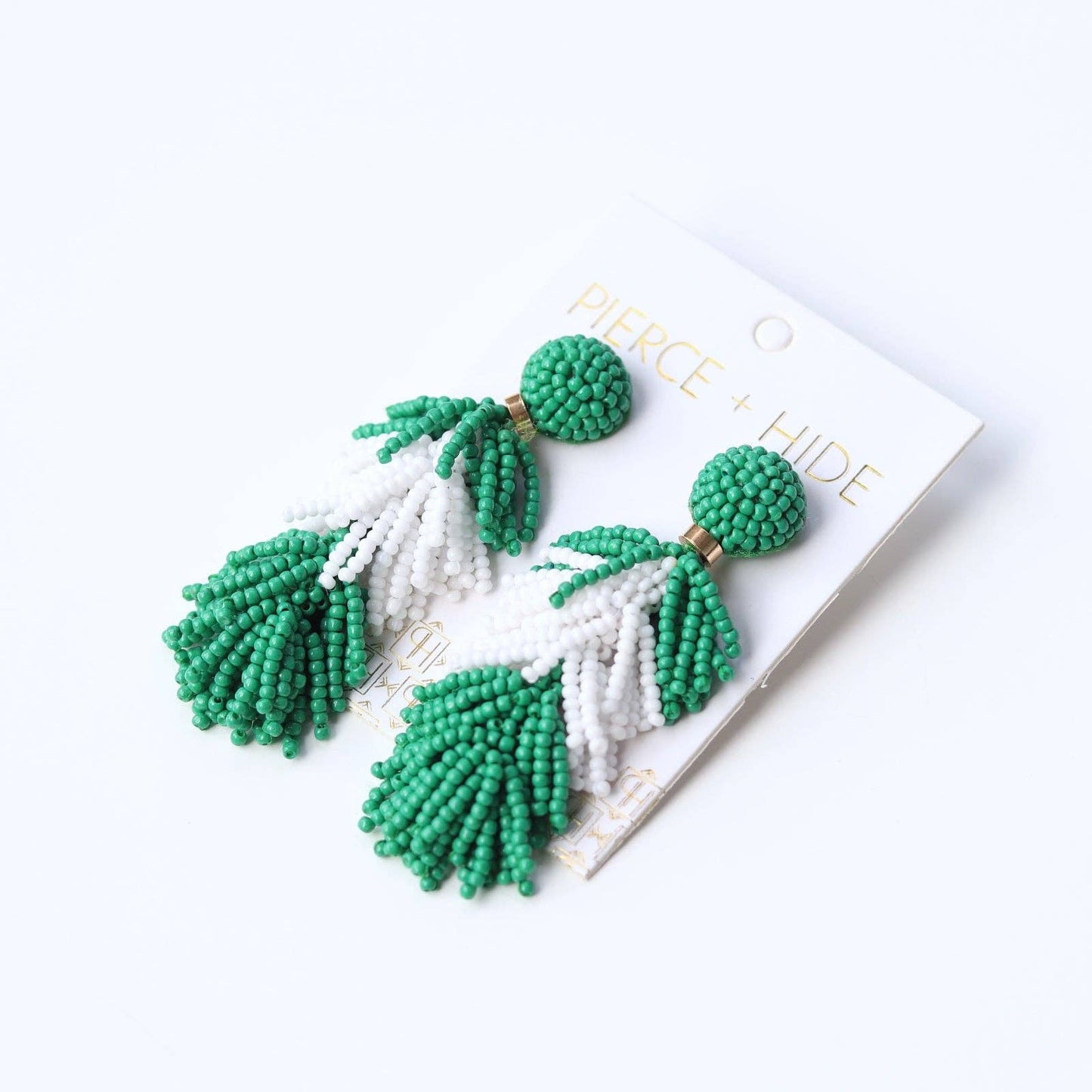 Custom Green/White Tiered Tassel Earrings| GAME DAY EARRINGS