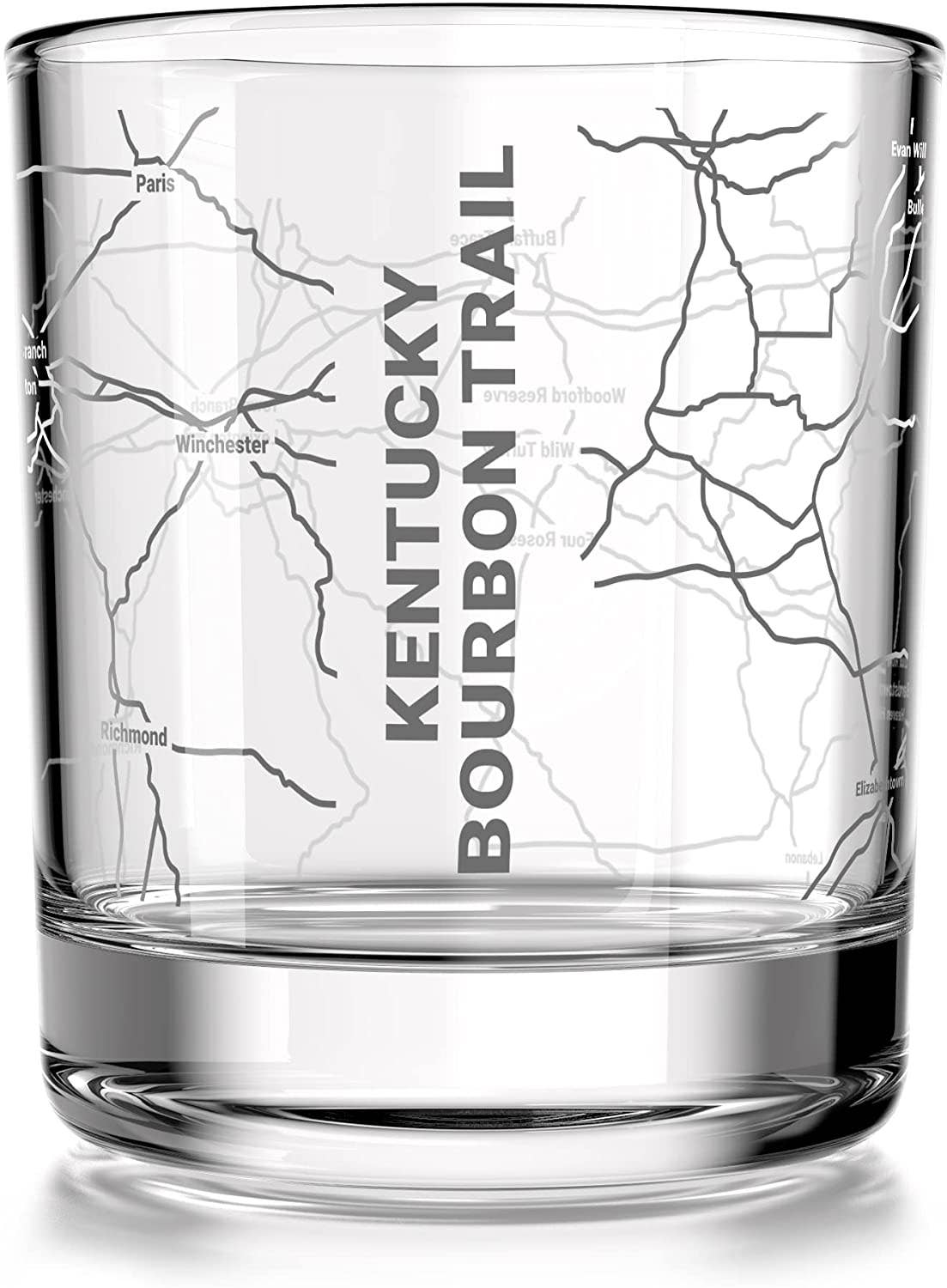 Kentucky Bourbon Trail Map - Whiskey Glass - 12 oz capacity