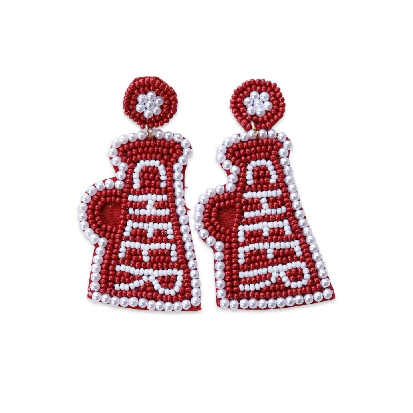 Custom Maroon Beaded Megaphone Earrings| GAME DAY EARRINGS