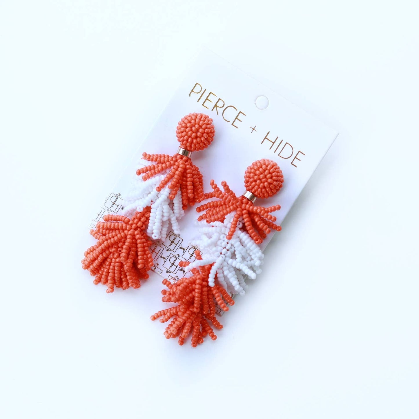 Custom Orange/White Tiered Tassel Earrings| GAME DAY EARRINGS