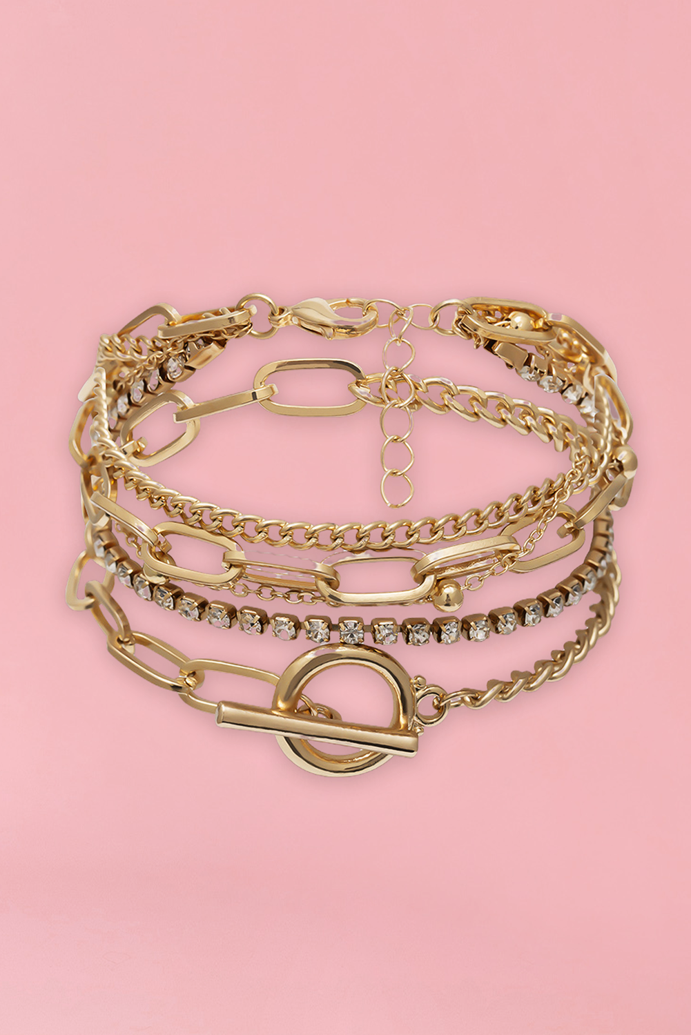 LDC Multi Layered Rhinestone Chain Bracelet Set