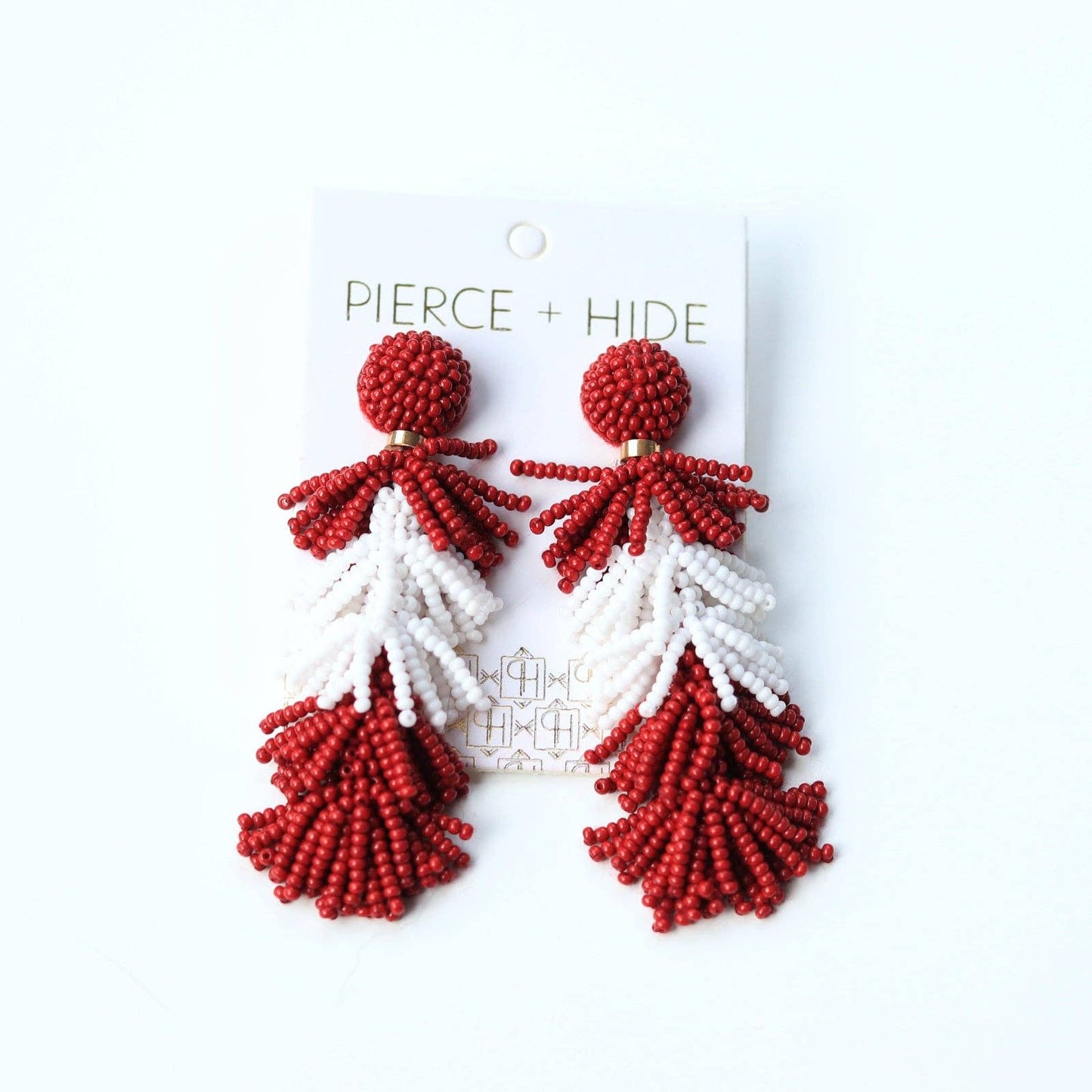Custom Maroon/White Tiered Tassel Earrings| GAME DAY EARRINGS