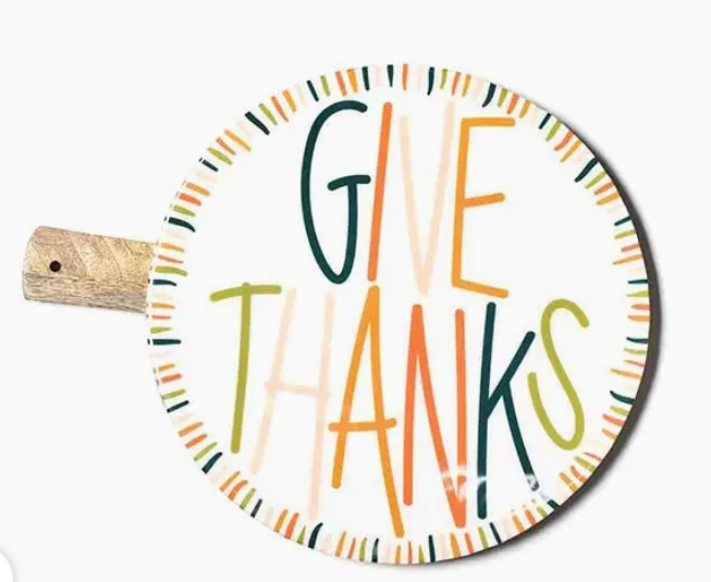 Give Thanks Round Wooden Tray