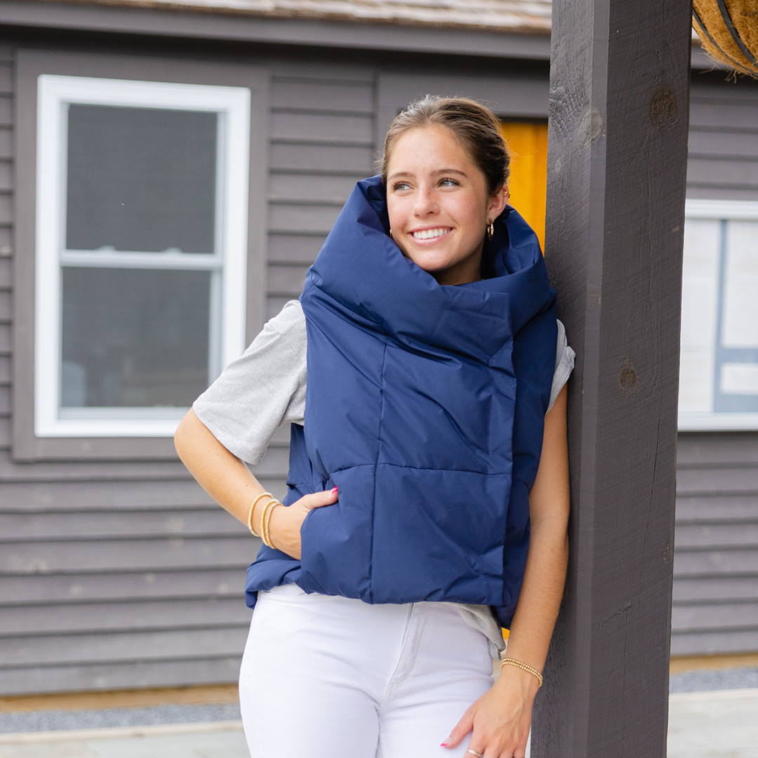 Navy Waterproof Pretty Puffer Vest