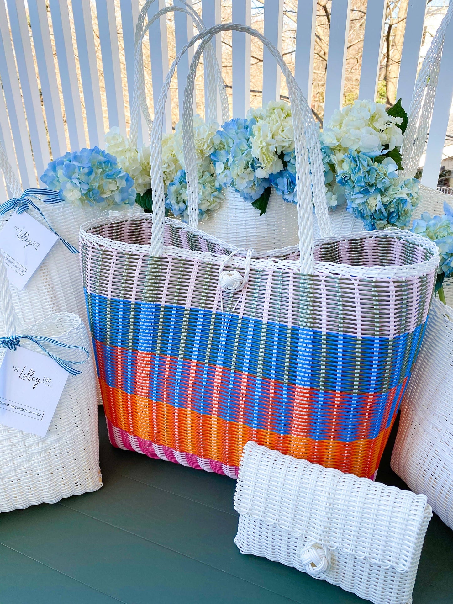 Medium, Lalie in Oranges + Pinks + Light Blue + Olive Green