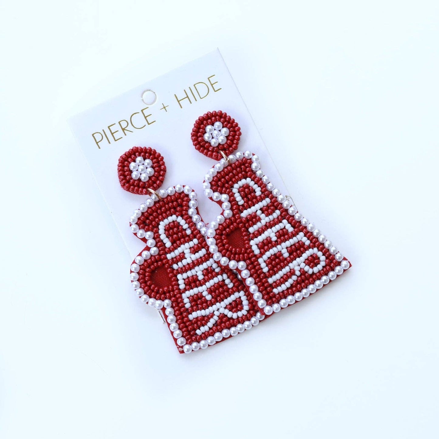 Custom Maroon Beaded Megaphone Earrings| GAME DAY EARRINGS
