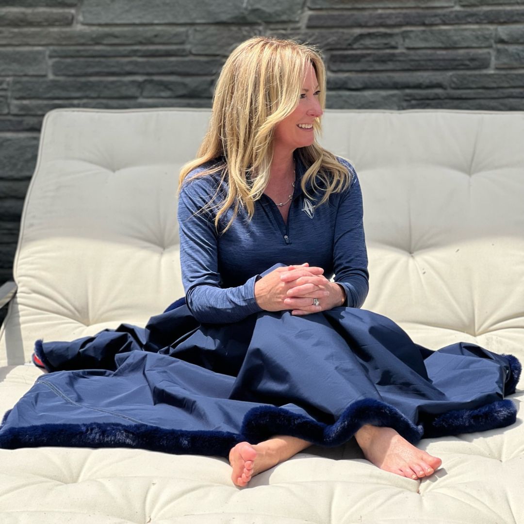 Marine Faux Fur Sporty Long Lap Blanket