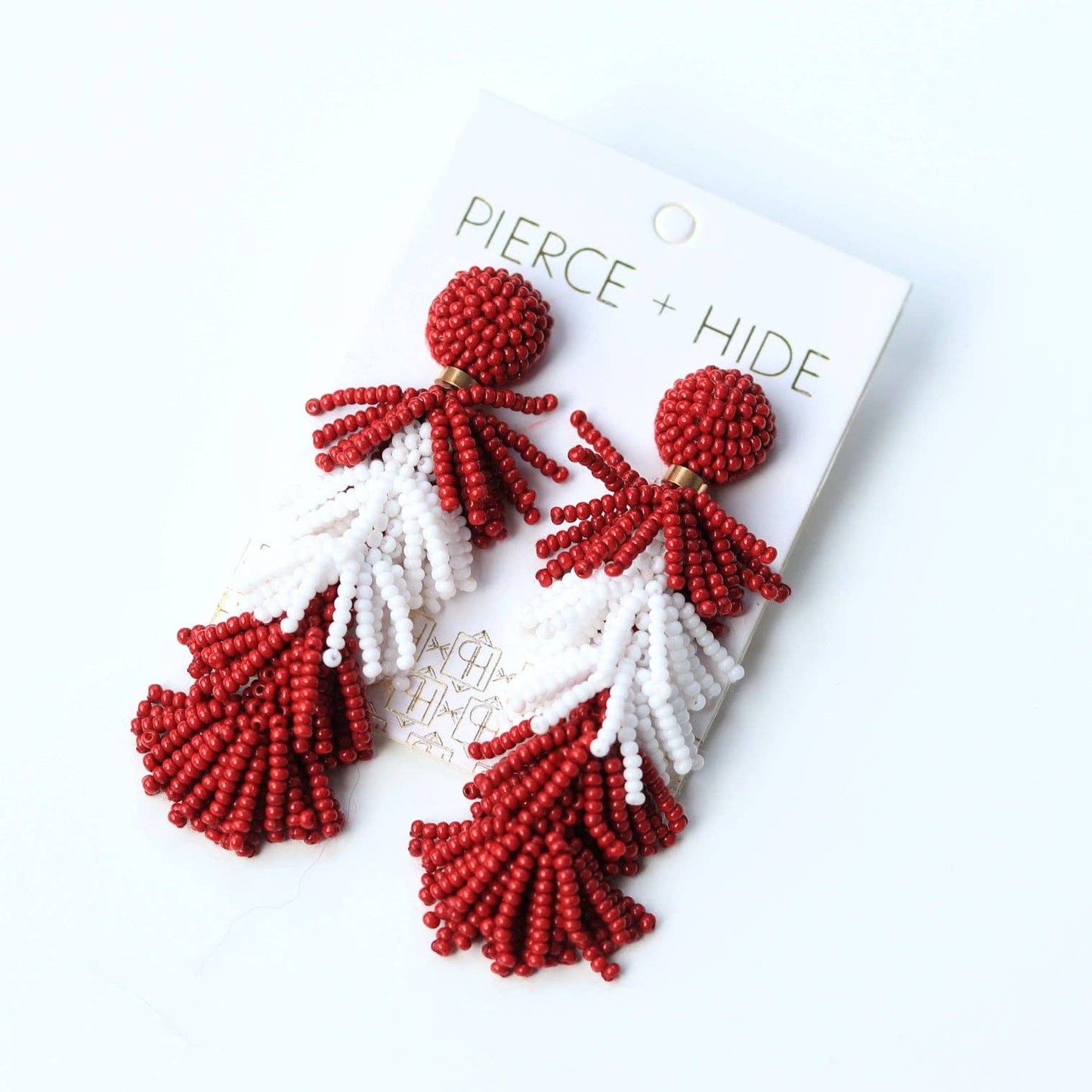 Custom Maroon/White Tiered Tassel Earrings| GAME DAY EARRINGS