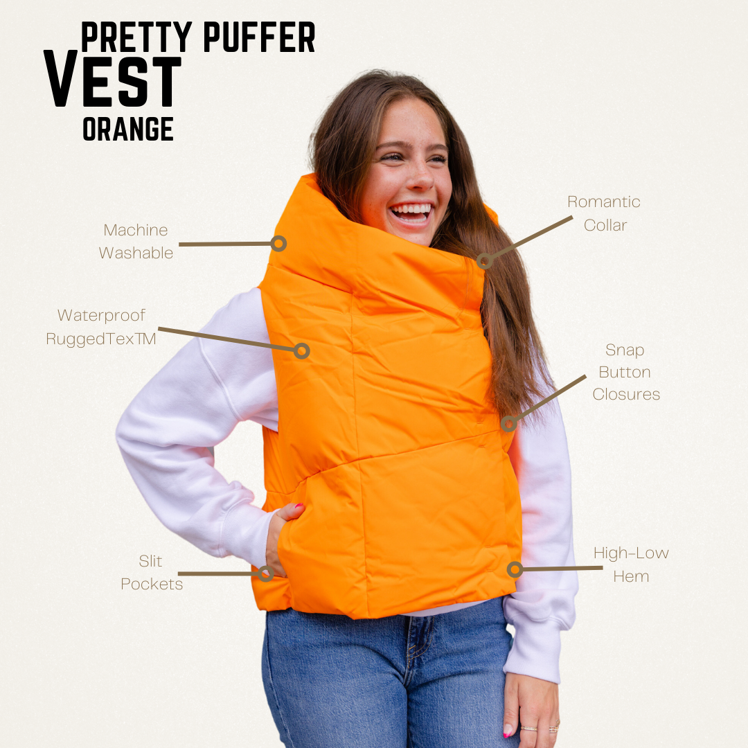 Orange Waterproof Pretty Puffer Vest