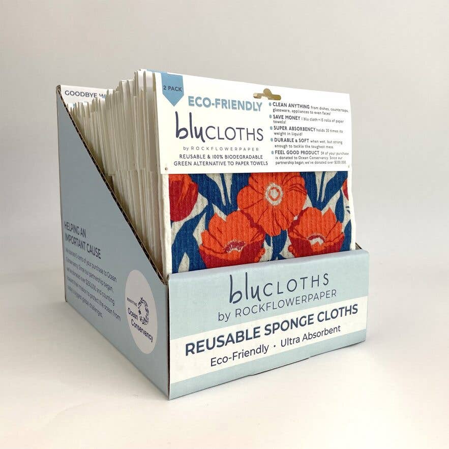 Reusable Eco-Sponge Cloth (blu Cloths) Display Box