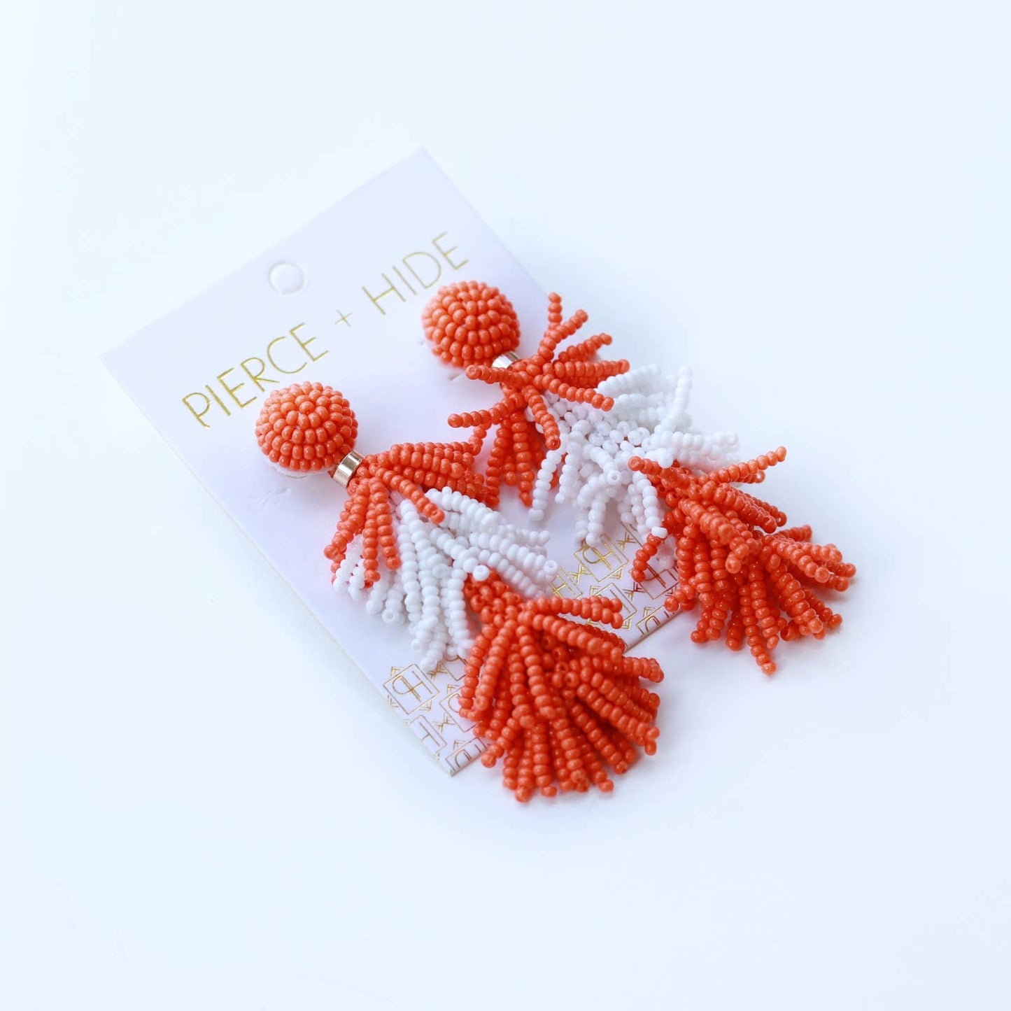 Custom Orange/White Tiered Tassel Earrings| GAME DAY EARRINGS