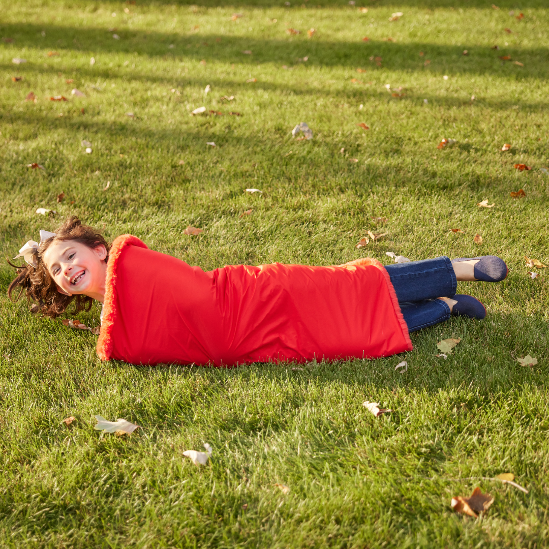 Red Faux Fur Sporty Long Lap Blanket