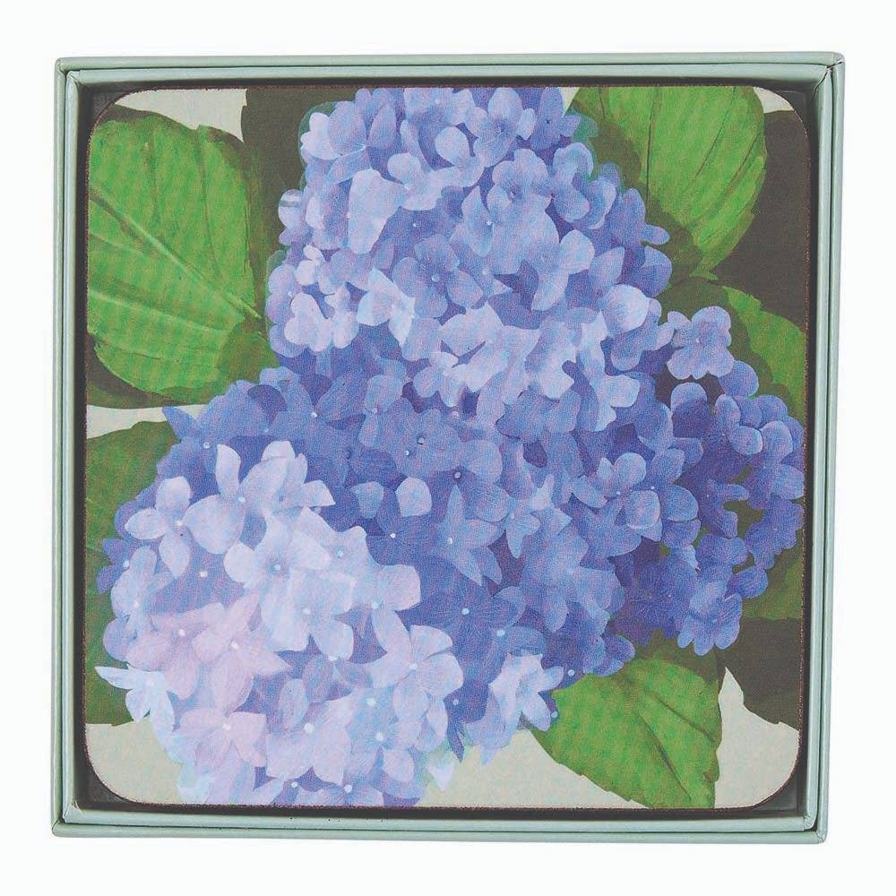 BLUE HYDRANGEA Square Coasters, Set of 4
