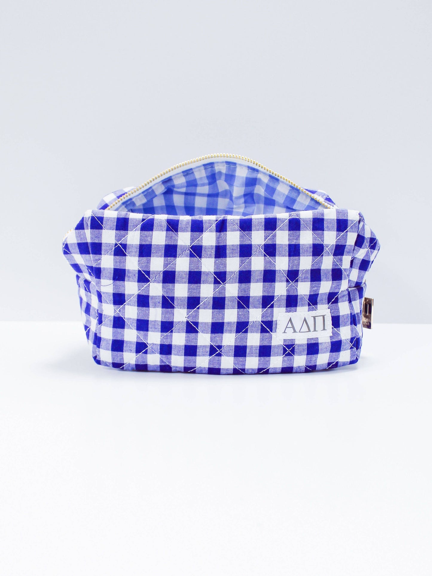 Alpha Delta Pi Sorority Gingham Quilted Makeup Bag