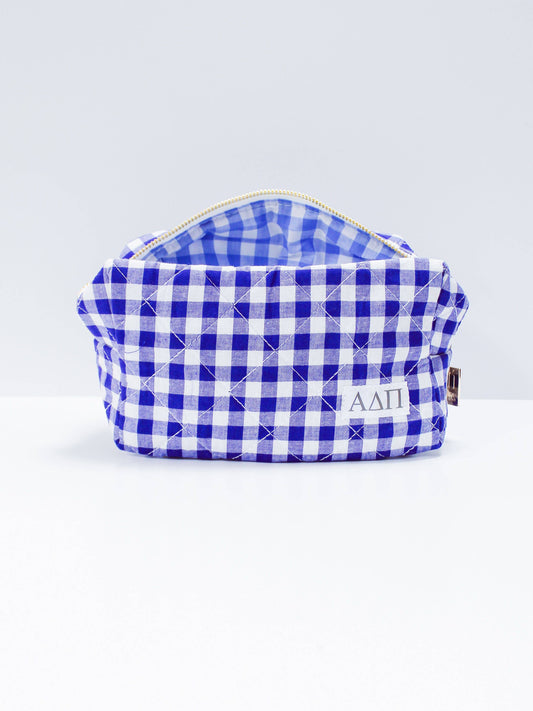Alpha Delta Pi Sorority Gingham Quilted Makeup Bag