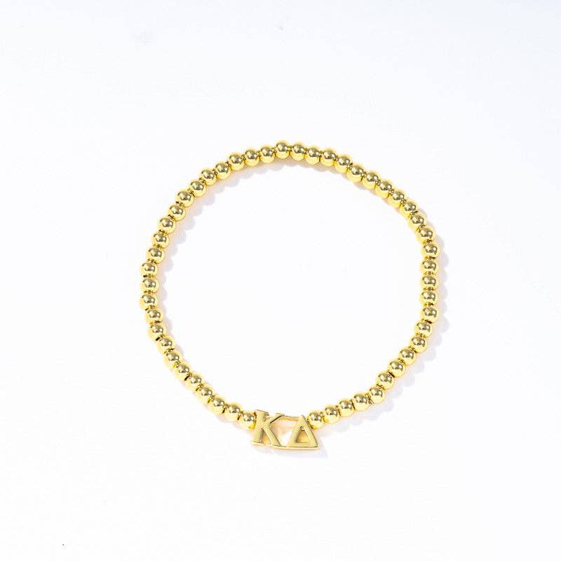 - Sorority: Gold Beaded Bracelet with Greek Letters on Stretch Cord