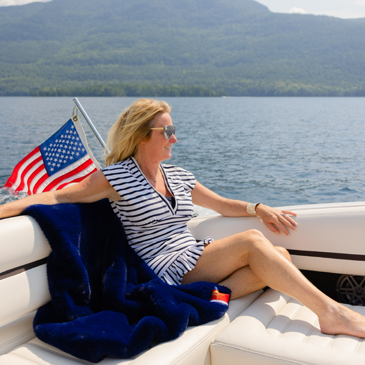 Marine Faux Fur Sporty Long Lap Blanket