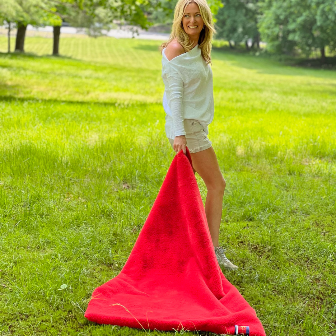 Red Faux Fur Sporty Long Lap Blanket