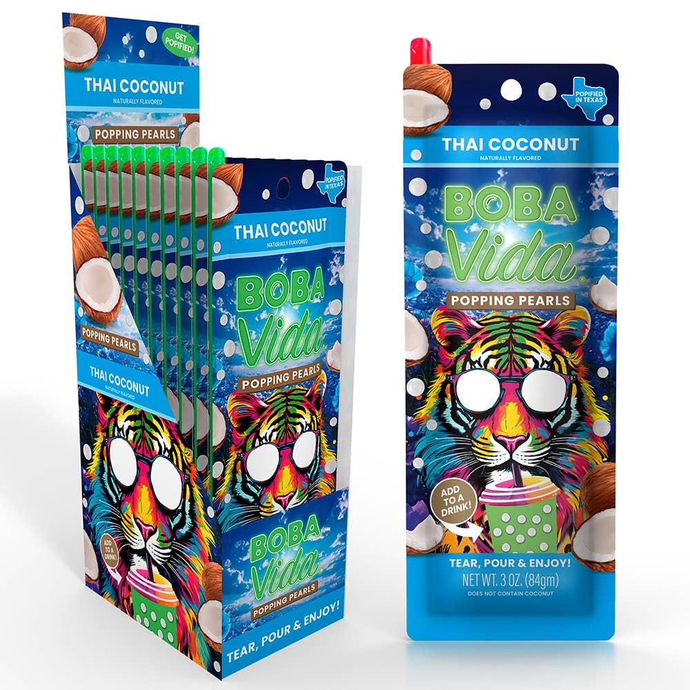 Boba Vida Popping Pearls, Thai Coconut, 10ct
