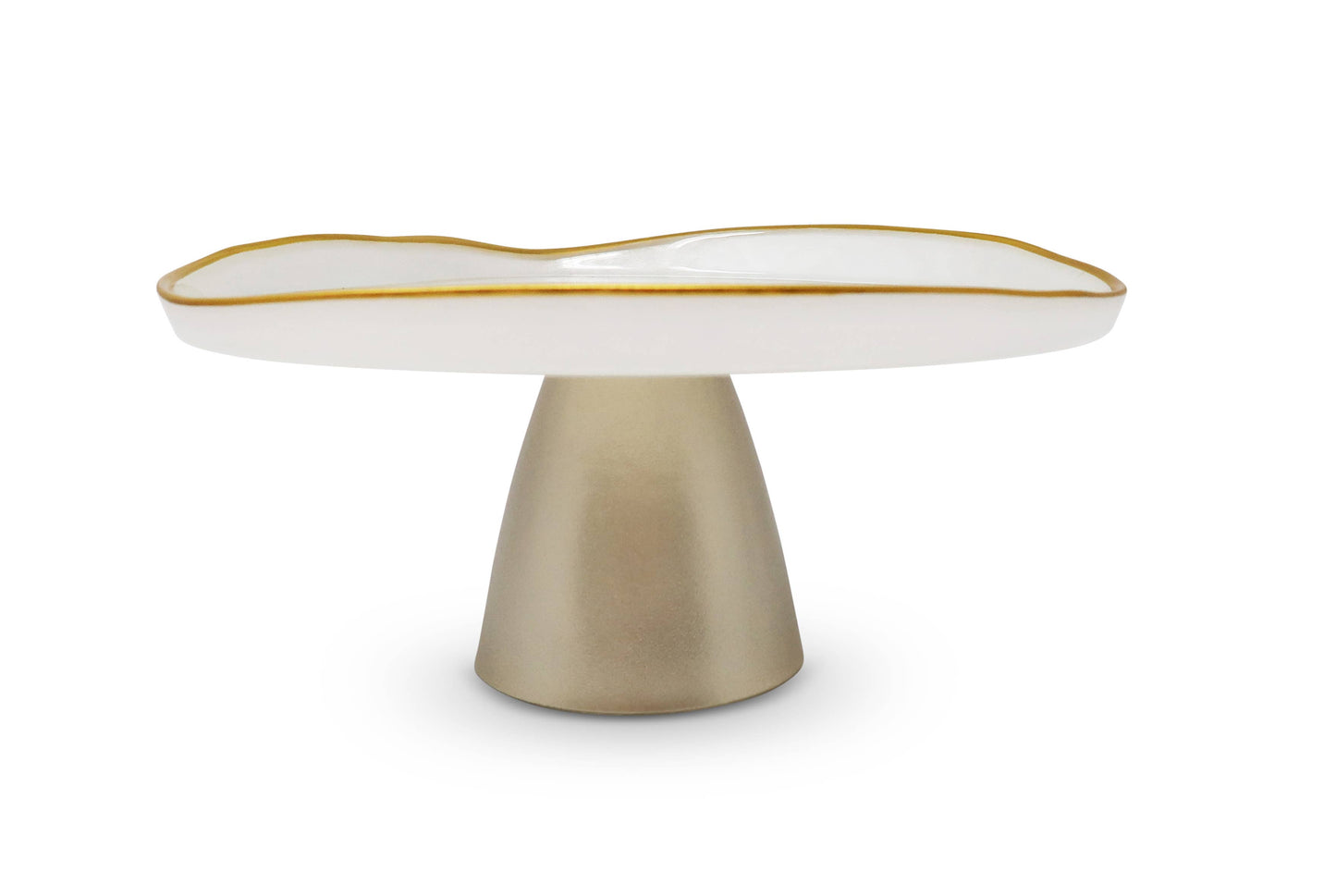 Organic Shaped Footed Cake Plate with Gold