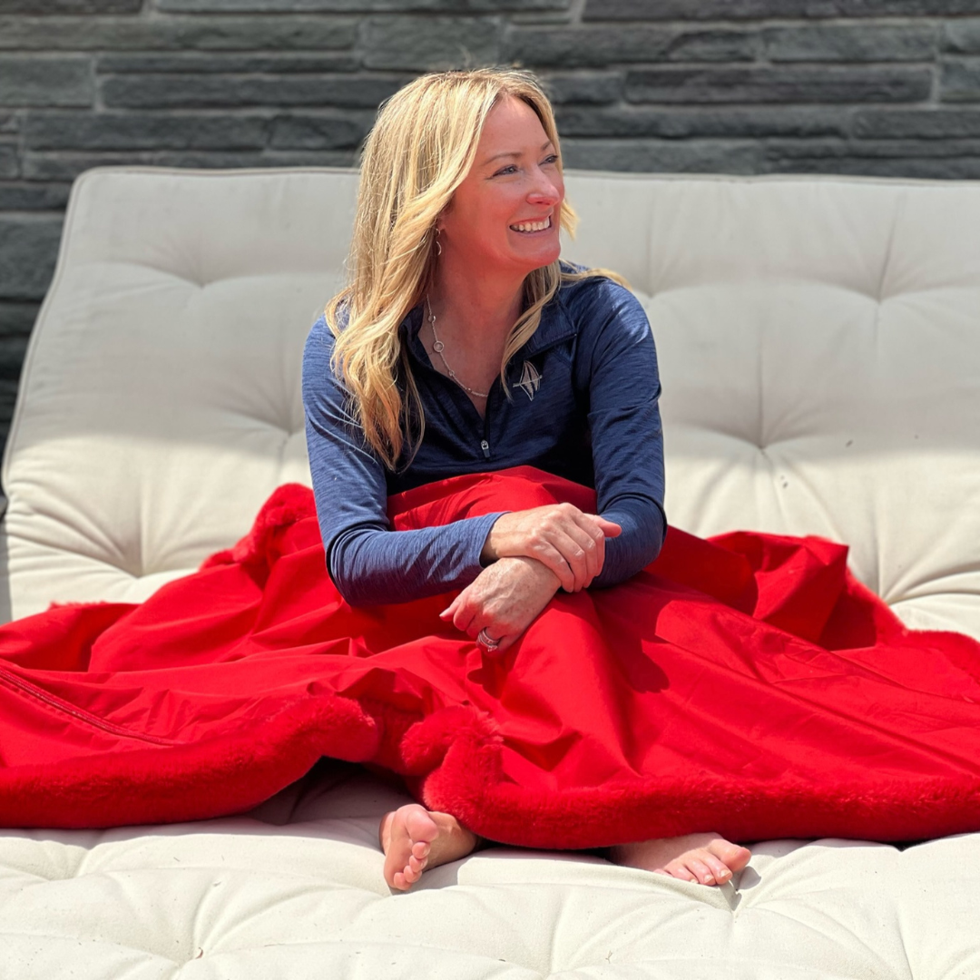 Red Faux Fur Sporty Long Lap Blanket