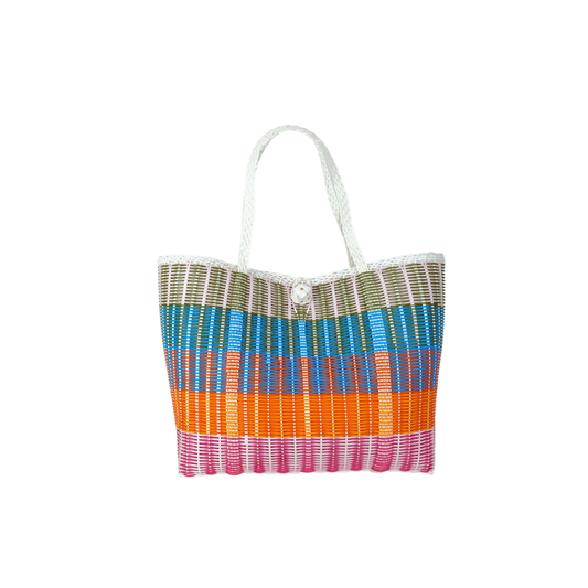 Medium, Lalie in Oranges + Pinks + Light Blue + Olive Green