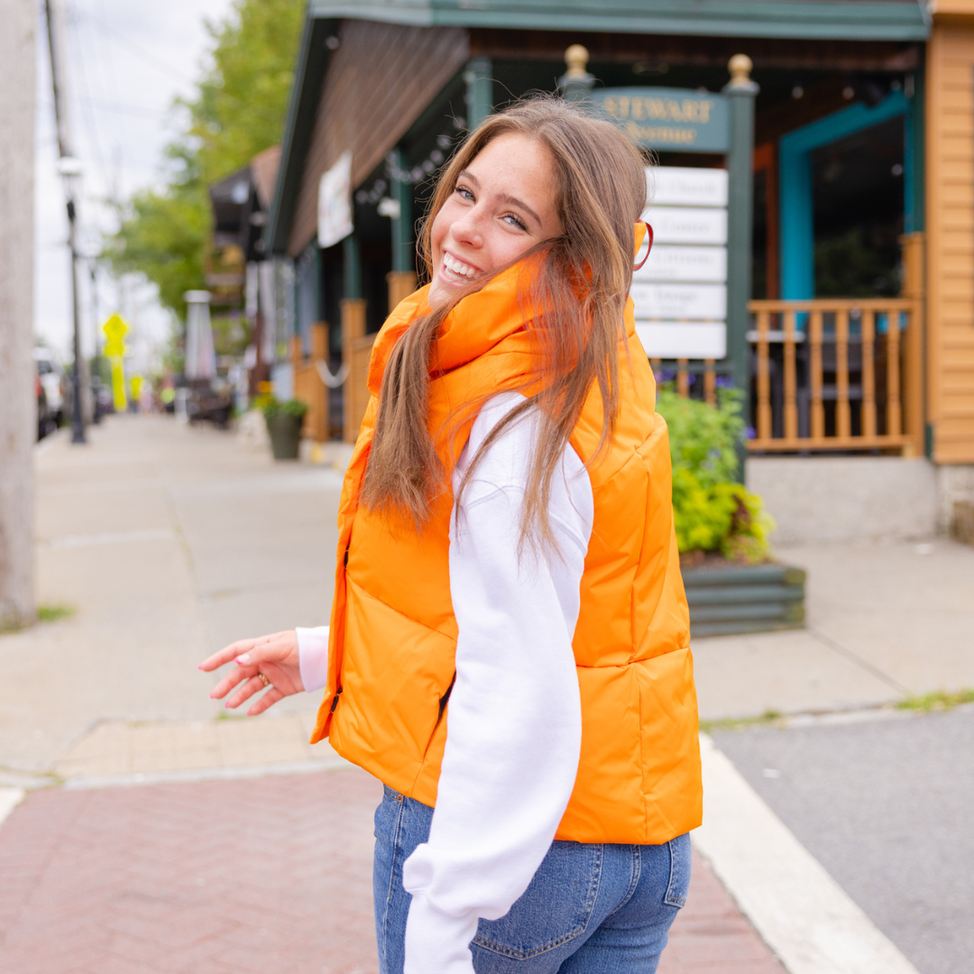 Orange Waterproof Pretty Puffer Vest