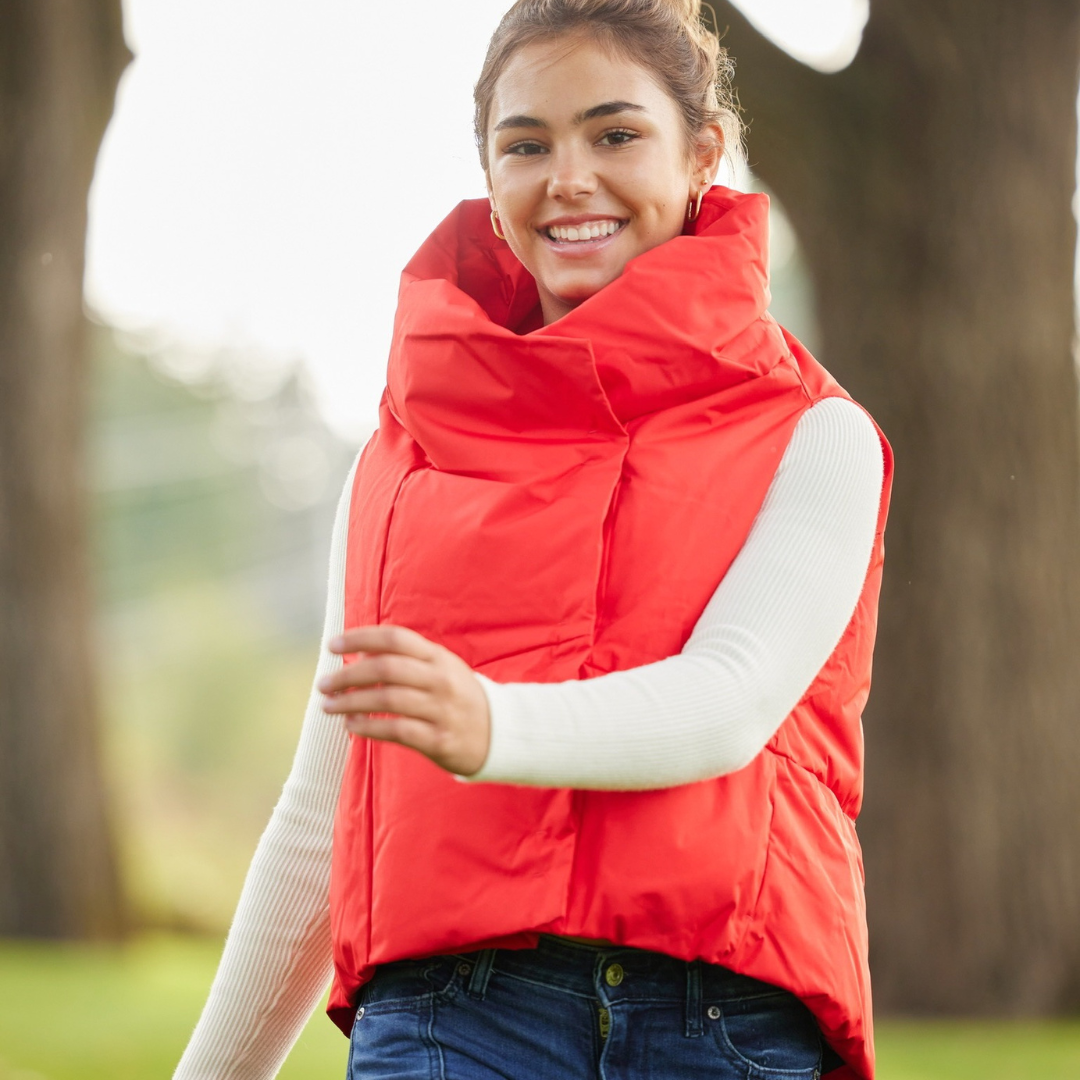 Red Waterproof Pretty Puffer Vest