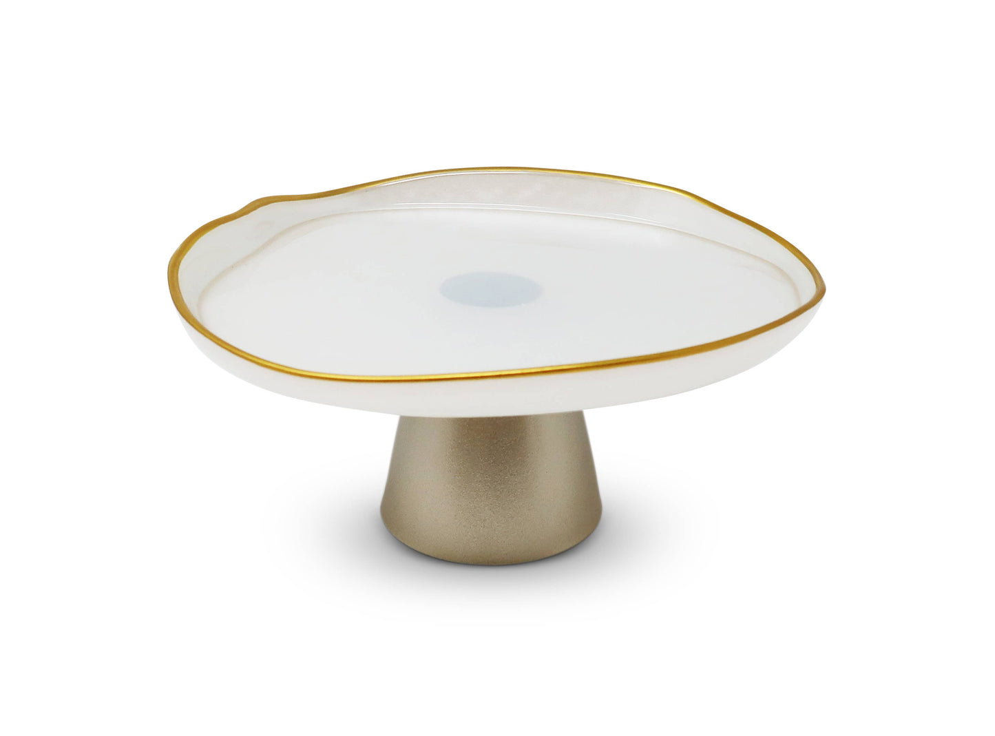 Organic Shaped Footed Cake Plate with Gold