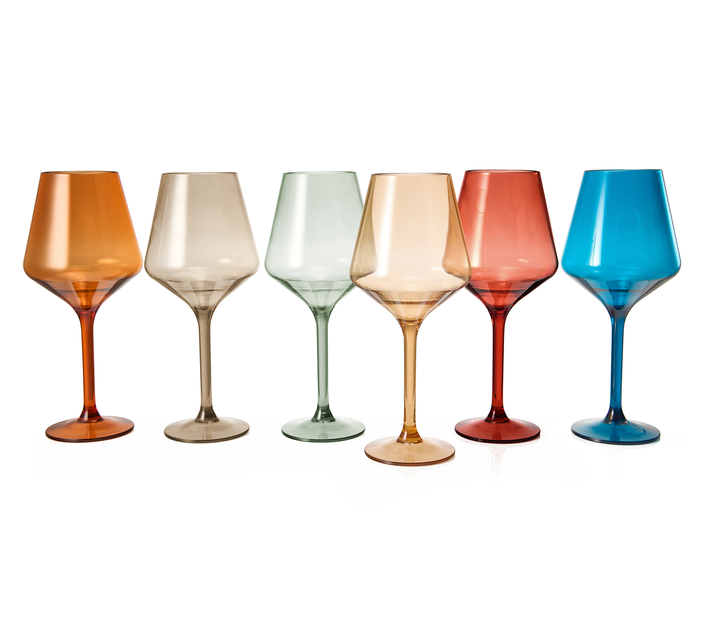 Pastel Colored Unbreakable Acrylic Plastic Wine Glasses Set of 6