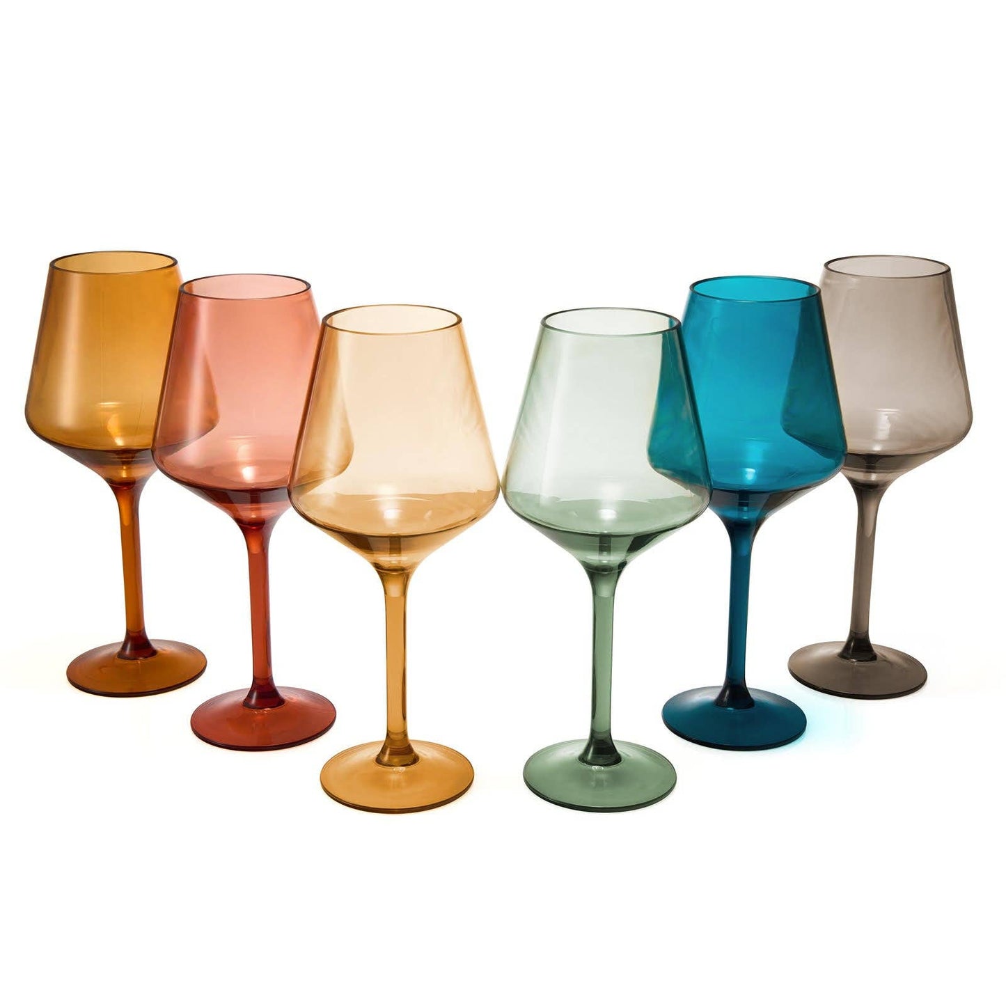 Pastel Colored Unbreakable Acrylic Plastic Wine Glasses Set of 6