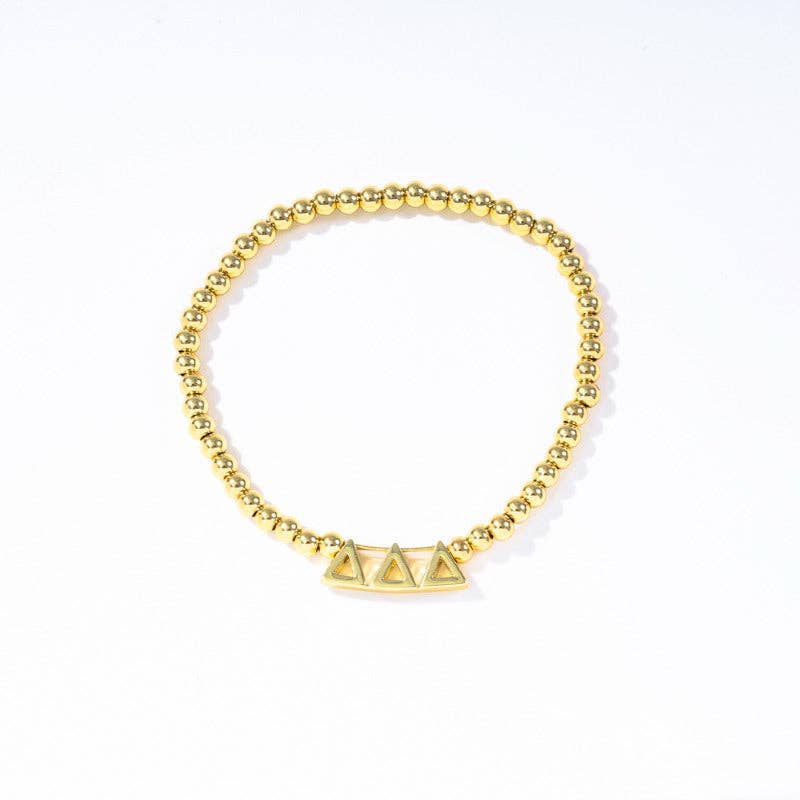 - Sorority: Gold Beaded Bracelet with Greek Letters on Stretch Cord