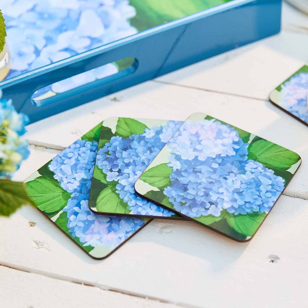 BLUE HYDRANGEA Square Coasters, Set of 4