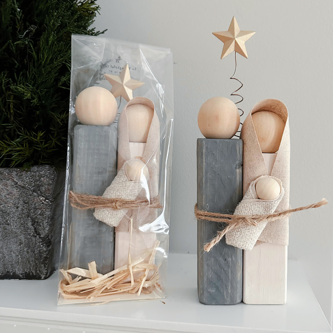 Simple Wooden Nativity Set | Hand-painted | Gift Wrapped