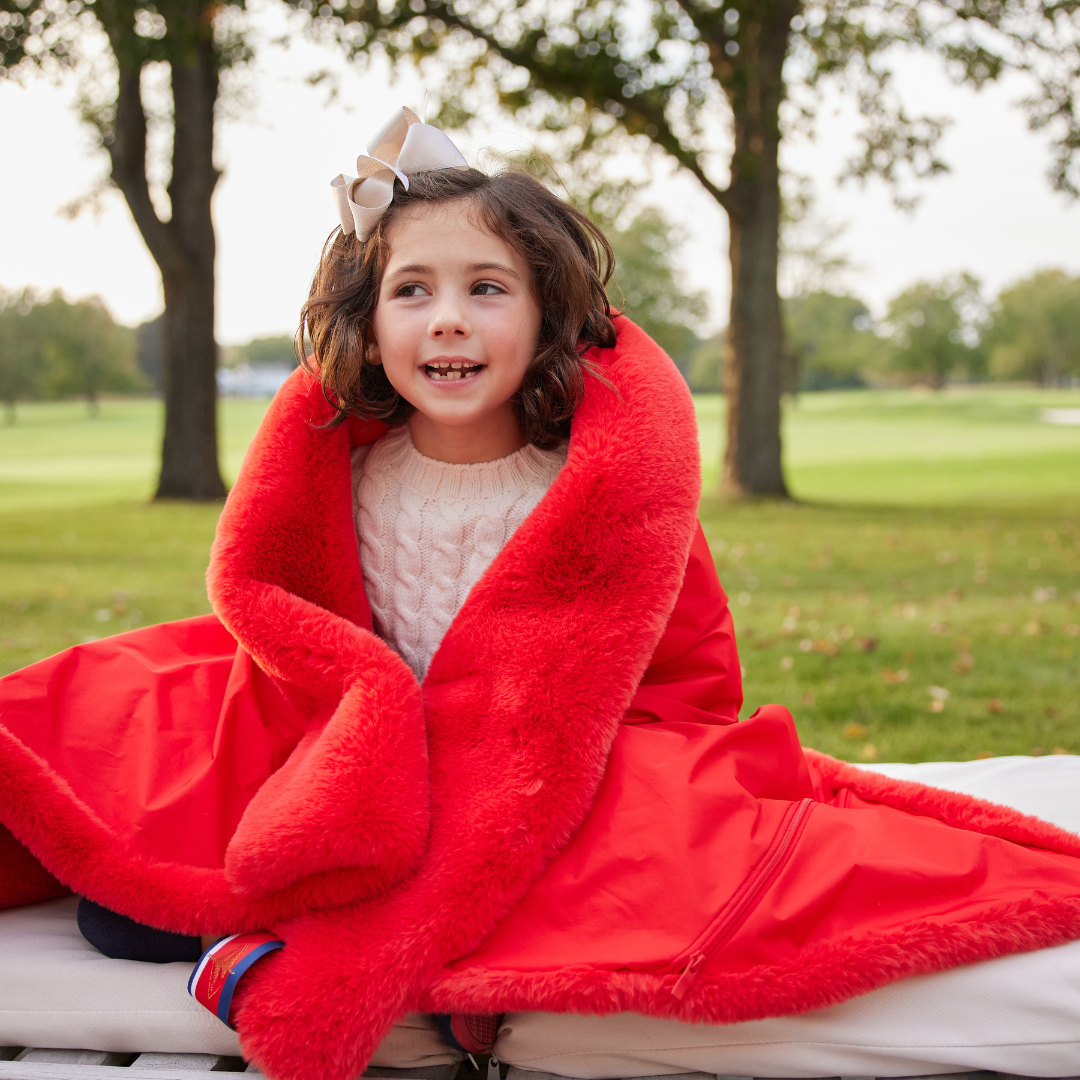 Red Faux Fur Sporty Long Lap Blanket