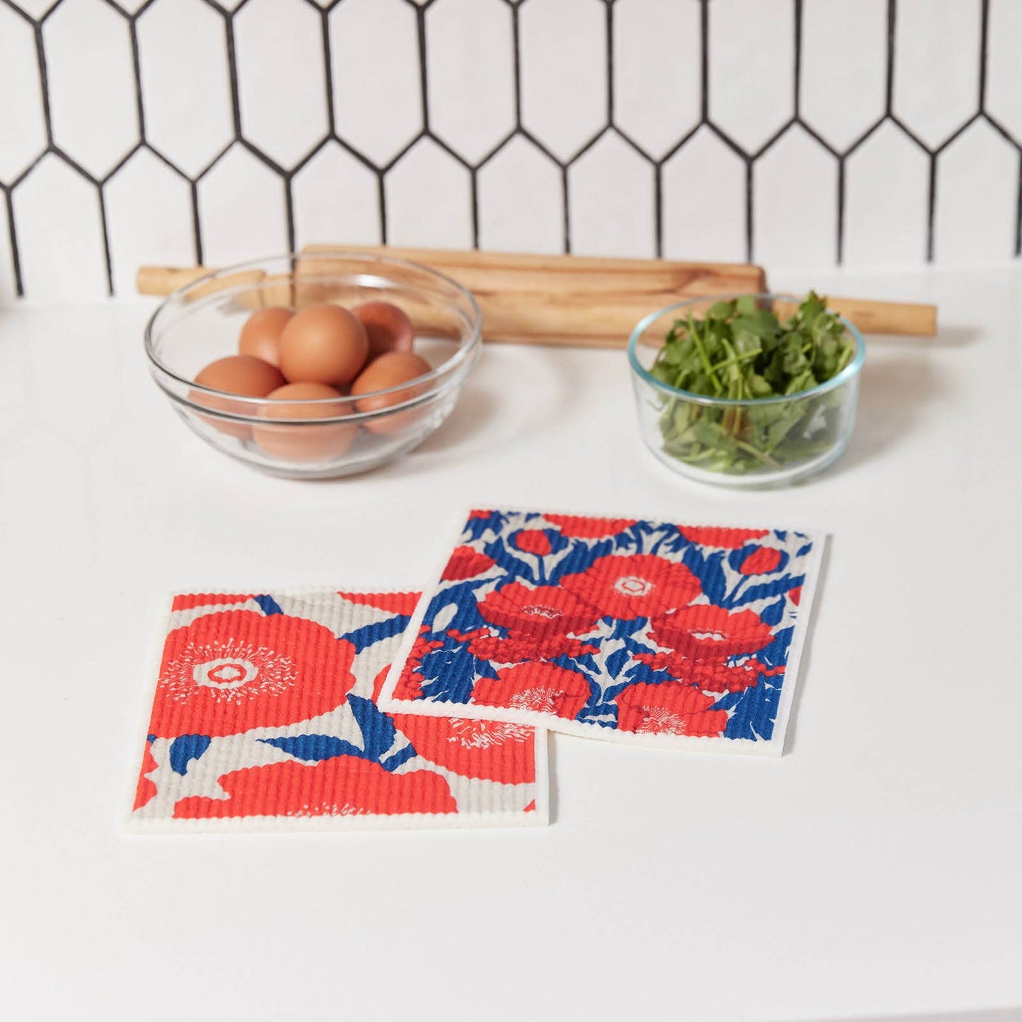 ICELANDIC POPPIES blu Cloths Reusable Sponge-Cloth, Set of 2